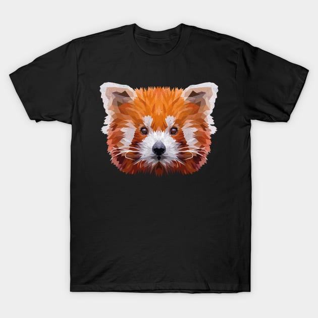 Abstract Geometrical Red Panda Lover Print T-Shirt by DungeonDesigns